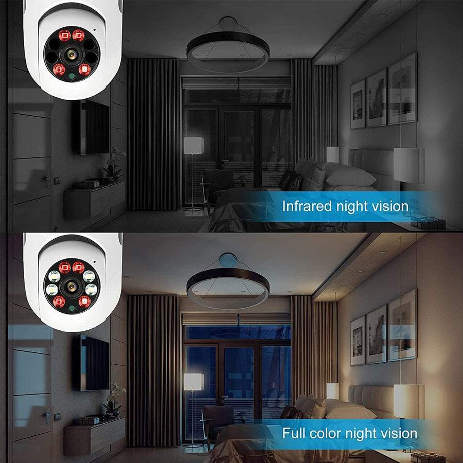 Caméra de Surveillance PTZ 1080P WiFi E27 | Vision 360° + Détection de Mouvement